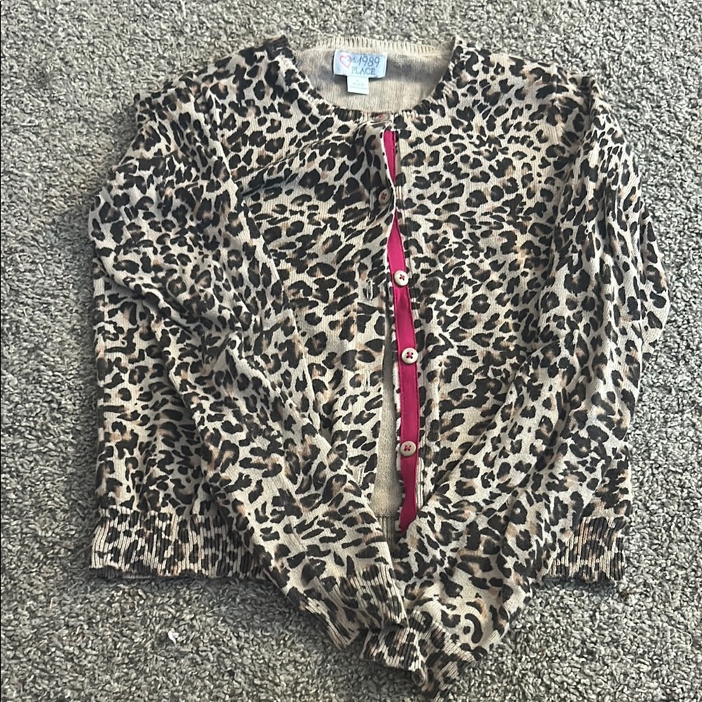 Leopard Print Cardigan with Pink Accents